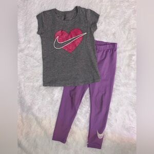 Girls Size 6 Nike Set Outfit Shirt Pants Tights Leggings